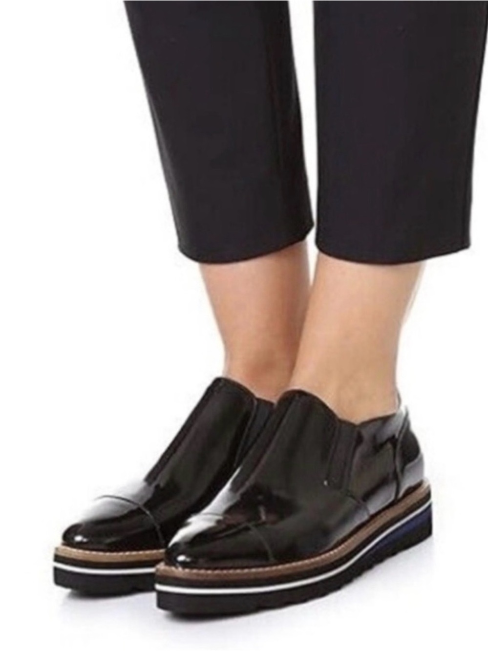 Vince Black Patent Platform Loafers